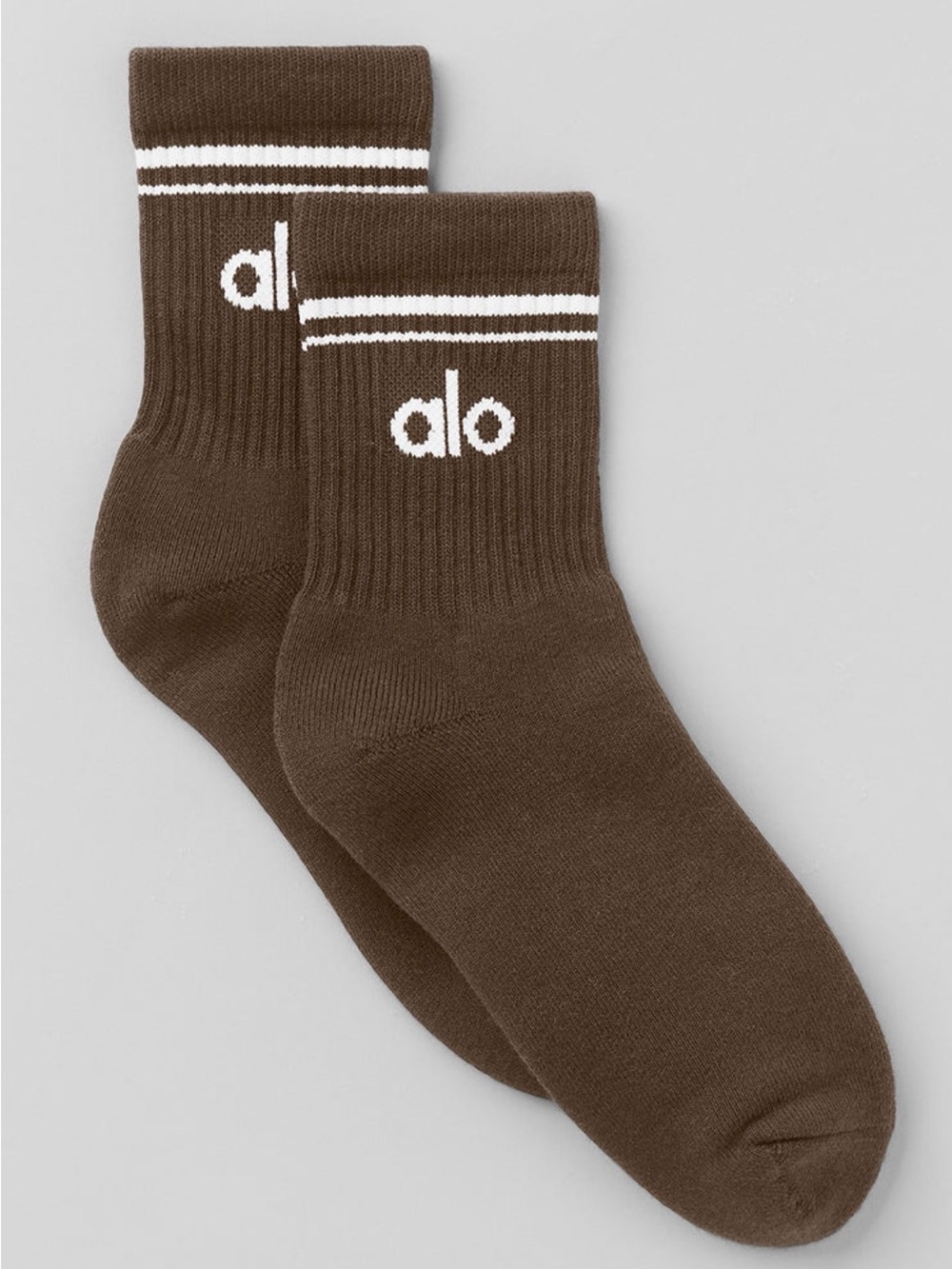 NWT ALO Yoga Unisex Half-Crew Throwback Socks - Espresso